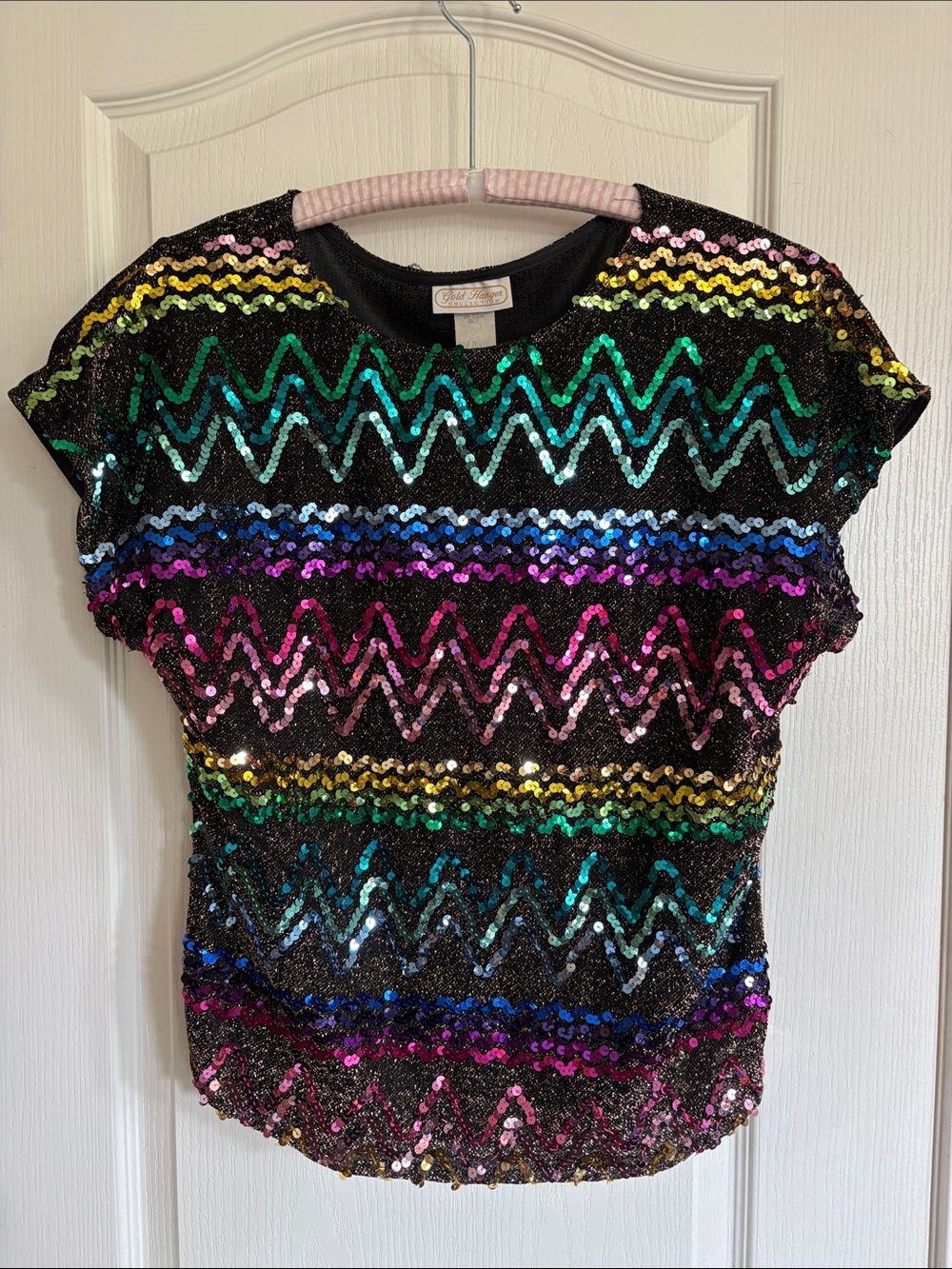 Vintage rainbow sequin sparkle top